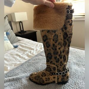 Casadei cheetah fur boots